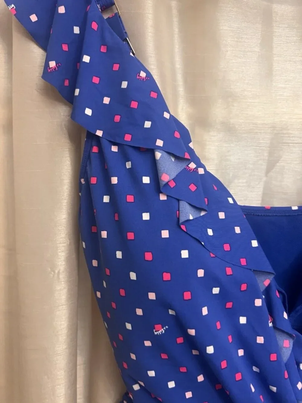 Lilly Pulitzer Delphie Borealis Blue Lilly Squared One Piece Swimsuit Sz 16.   N
